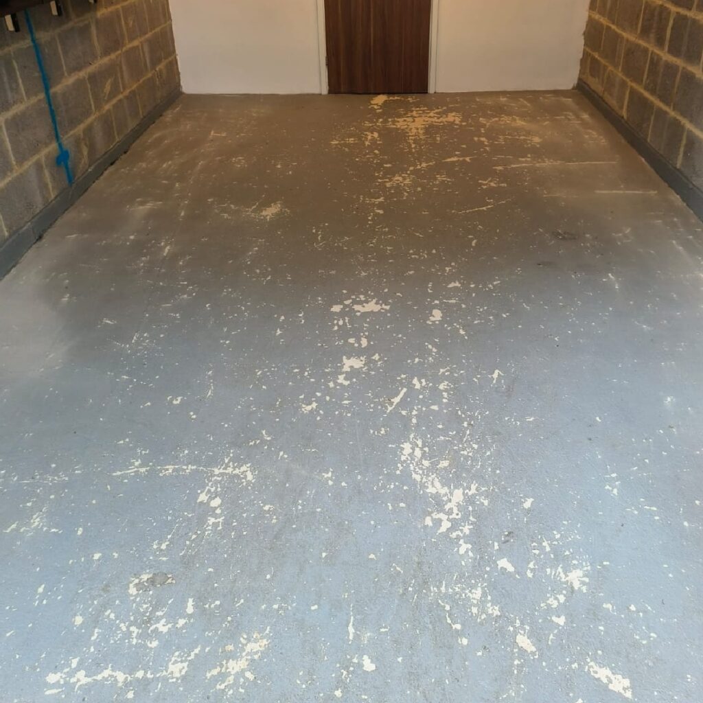 Grey Epoxy Flake Floor for Homes by Resin Finesse Before