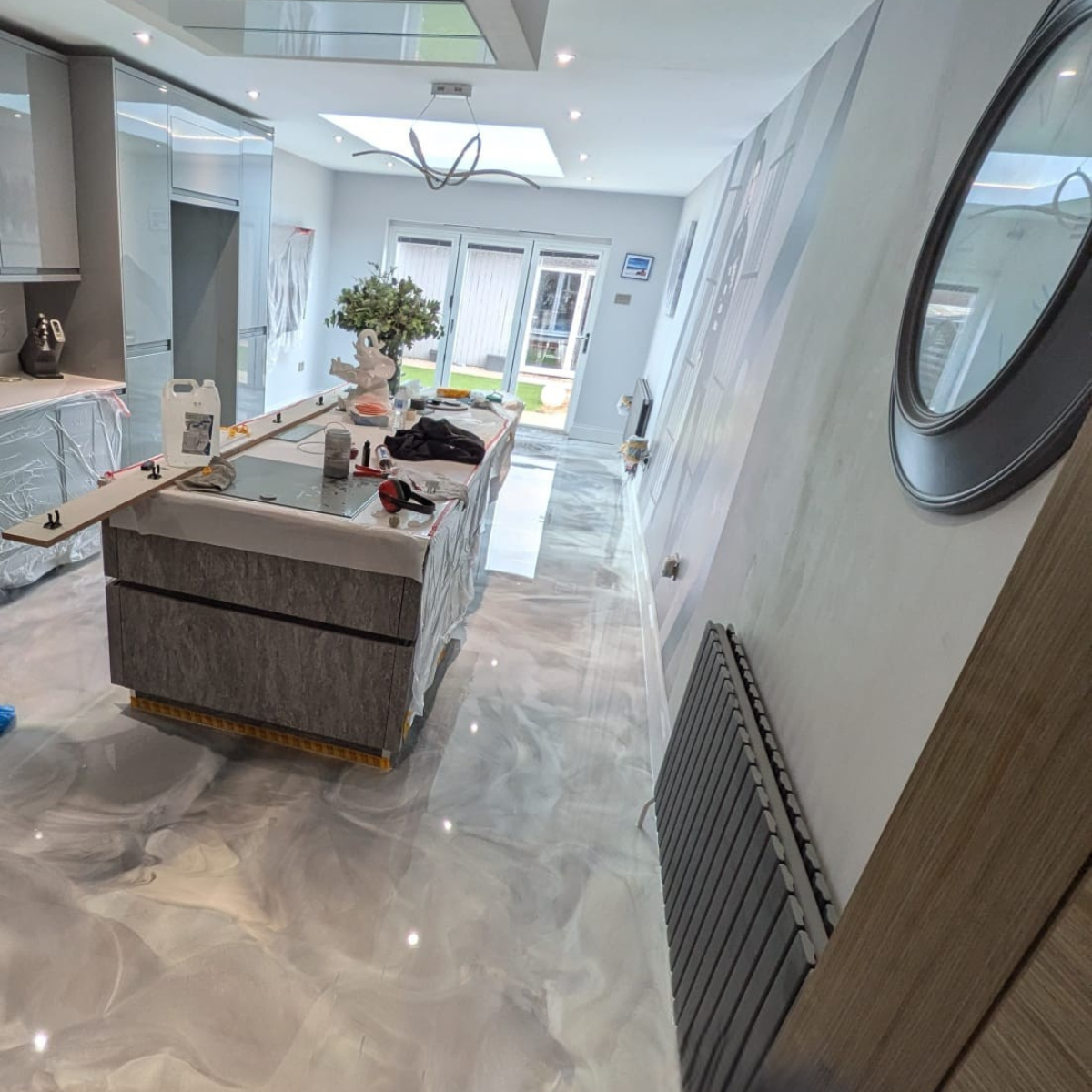 Resin Finesse Metallic Floor Grey White Silver Marble Effect